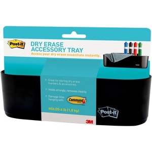 Post-it® Dry-Erase Accessory Tray - 5.2" Height x 8.4" Width x 3" Depth - Plastic - Black - 1 Each