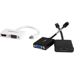 StarTech.com Travel A/V Adapter - 2-in-1 Mini DisplayPort to HDMI or VGA Converter - White - 1 x 20-pin Mini DisplayPort D