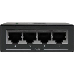 StarTech.com 4 Port Gigabit Midspan - PoE+ Injector - 802.3at and 802.3af - 52 V DC, 2.31 A Output - 4 Input Port(s) - 4 O