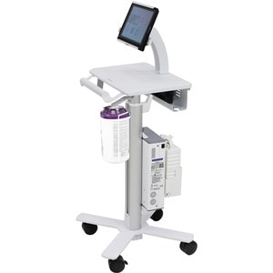 Ergotron StyleView Tablet Cart, SV10 - 24.50 lb Capacity - 4 Casters - 3" Caster Size - Metal, Steel - White, Aluminum