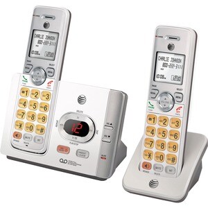 AT&T EL52215 DECT 6.0 Cordless Phone - Silver, Black - Cordless - 1 x Phone Line - 2 x Handset - Speakerphone - Answering 