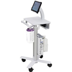 Ergotron StyleView Tablet Cart, SV10 - 11.11 kg Capacity - 4 Casters - 76.20 mm Caster Size - Metal, Steel - White, Aluminium