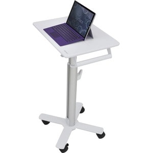 Ergotron StyleView S-Tablet Cart, SV10 - 13.61 kg Capacity - 4 Casters - 76.20 mm Caster Size - Metal, Steel - White, Alum