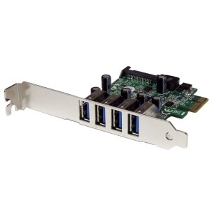StarTech.com PCI Express USB 3.0 Card - PCI Express x1 - 5 GB/s - Plug-in Card - 4 USB Port(s) - 1 SATA Port(s) - UASP Sup