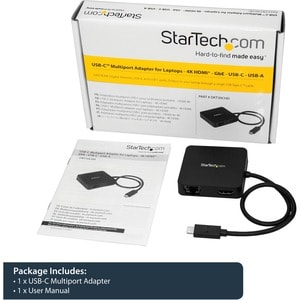 StarTech.com USB C Multiport Adapter - Portable USB Type-C Mini Dock to 4K UHD HDMI Video - GbE, USB 3.0 Hub - Thunderbolt