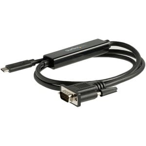 StarTech.com CDP2VGAMM1MB. Kabellänge: 1 m, Anschluss 1: USB Typ-C, Anschluss 2: VGA (D-Sub). Gewicht: 93 g, Breite: 35 mm