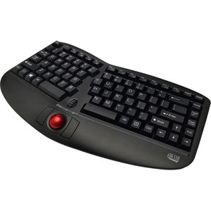 Adesso Tru-Form Media 3150 - 2.4 GHz Wireless Ergo Trackball Keyboard - Wireless Connectivity - RF - Compact - 30 ft - 2.4