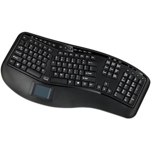 Adesso 2.4GHz Wireless Ergonomic Touchpad Keyboard - Wireless Connectivity - RF - 30 ft - 2.40 GHz - USB Interface - 105 K