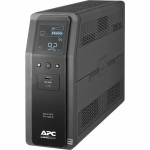 APC Back-UPS Pro, 1000VA/600W, Tower, 120V, 10x NEMA 5-15R outlets, Sine Wave, AVR, USB Type A + C ports, LCD, User Replac