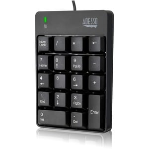 Adesso USB Spill Resistant 18-Key Numeric Keypad - Cable Connectivity - USB Interface - 18 Key - English (US) - Windows - 