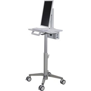 Ergotron StyleView Medical Cart - 7.26 kg Load Capacity - 4 Casters - 101.60 mm Caster Size - White, Aluminium - 61 cm (24