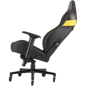 Corsair T2 ROAD WARRIOR Gaming Chair - Black/Yellow - For Game, Office, Desk - PU Leather, Steel - Black, Yellow