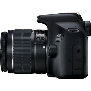 Canon EOS 2000D 24.1 Megapixel Digital SLR Camera with Lens - 18 mm - 55 mm - Black - Autofocus - 7.6 cm (3")LCD - SLR Vie