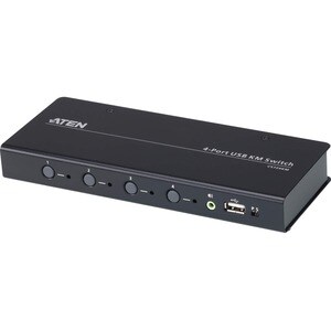 ATEN 4-port USB Boundless KM Switch - 4 Computer(s) - 1 Local User(s) - 1 x Network (RJ-45) - 8 x USB - Rack-mountable