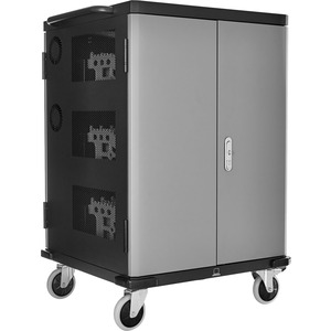 V7 Charge Cart for 36 Mobile Computers - Secure, Store and Charge Chromebooks, Notebooks and Tablets - NEMA US Plug - Push