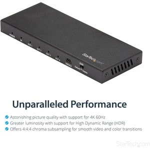 StarTech.com 4 Port HDMI Splitter - 4K 60Hz - 1x4 Way HDMI 2.0 Splitter - HDR - ST124HD217 - Displays the same image with 