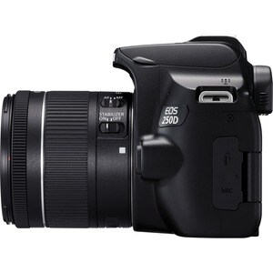 Canon EOS 250D 24.1 Megapixel Digital SLR Camera with Lens - 18 mm - 55 mm - Black - Autofocus - 7.6 cm (3") Touchscreen L