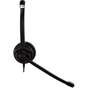 V7 Deluxe HU411 Wired Over-the-head Mono Headset - Black, Silver - Monaural - Supra-aural - 31.50 Hz to 20 kHz - 180 cm Ca