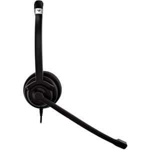 V7 Deluxe HA401 Wired Over-the-head Mono Headset - Black, Silver - Monaural - Supra-aural - 31.50 Hz to 20 kHz - 180 cm Ca