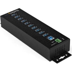 StarTech.com 10 Port USB Hub w/ Power Adapter - Metal Industrial USB 3.0 Data Hub - Din Rail, Wall & Desk Mount USB 3.2 Ge