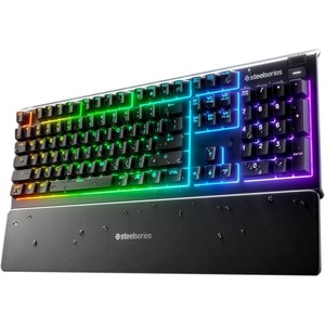 SteelSeries Apex 3 Water Resistant Gaming Keyboard - Cable Connectivity - USB Interface - Rewind, Skip, Pause, Volume Cont