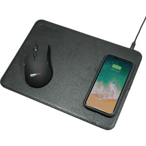 Mobile Edge Wireless Charging Mouse Pad - Wireless - Smartphone - Qi - Charging Capability - Micro USB - 3 x USB - Black -