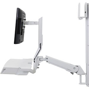 StyleView Combo Arm System with Worksurface and Small CPU Holder (White)