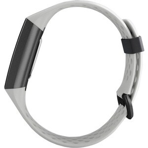 Fitbit Charge 3 Smart Band - Frost White, Graphite Aluminum Body Color - Leather, Aluminium Body Material - Woven, Elastom