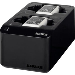 Shure SBC203 Dual Docking Recharging Station for SB903 Lithium-Ion Battery - Docking - Battery, Transmitter - Charging Cap
