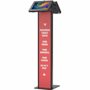 CTA Digital Customizable Dual Enclosure Locking Floor Stand Kiosk with Graphic Card Slot for Branding for 10.2" iPad 7th/ 