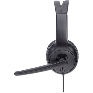 Manhattan Mono Over-Ear Headset (USB), Microphone Boom (padded), Retail Box Packaging, Adjustable Headband, In-Line Volume