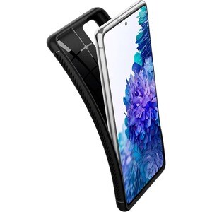 Spigen Rugged Armor Rugged Case for Samsung Galaxy S20 FE Smartphone - Textured With Carbon Fiber - Matte Black - Glossy, 