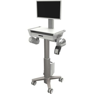 Ergotron CareFit Medical Trolley - 1 Drawer - 9.07 kg Capacity - 3 Casters - 101.60 mm Caster Size - Aluminium - 457.2 mm 