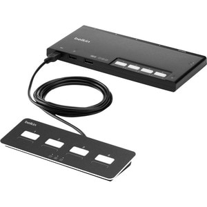 Belkin 4-Port Dual Head DVI Modular Secure KVM Switch PP4.0 W/ Remote - 4 Computer(s) - 1 Local User(s) - 3840 x 2160 - 4 