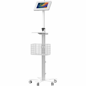 CTA Digital Medical Mobile Floor Stand with Small Enclosure - Up to 8" Screen Support - 61" Height x 14.50" Width x 13" De