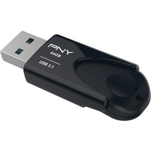 PNY Attaché 4 3.1 64 GB USB 3.1 Type A Flash Drive - Black - 80 MB/s Read Speed - 20 MB/s Write Speed - 1 / Pack