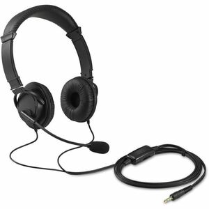 Kensington Kabel Kopfbügel Stereo Headset - Schwarz - Binaural - Geschlossen - 182,9 cm Kabel - Geräuschunterdrückung Mikr