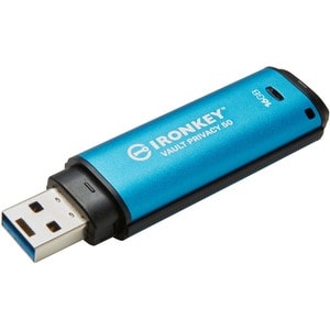 IronKey Vault Privacy 50 Series IKVP50 16 GB USB 3.2 (Gen 1) Type A Flash Drive - Blue - 256-bit AES - TAA Compliant - 250