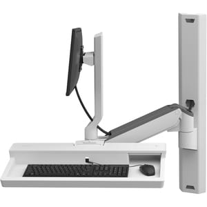 Ergotron CareFit Wall Mount for Keyboard, Monitor, Mount Extension, LCD Display - White - Height Adjustable - 27" Screen S