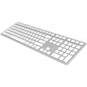 CHERRY KC 6000 SLIM Keyboard - Cable Connectivity - USB Interface - English (US) - Silver, White - Scissors Keyswitch - Ma