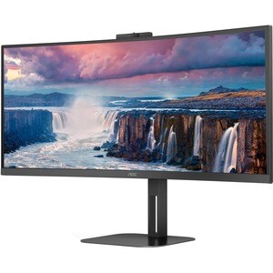 AOC CU34V5CW/BK 34" Class Webcam UW-QHD Curved Screen LCD Monitor - 21:9 - Metal Black - 86.4 cm (34") Viewable - Vertical