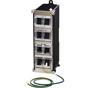 Eaton Tripp Lite Series 8-Port Metal DIN-Rail Mounting Keystone Patch Panel with Grounding, Black/Silver, TAA - Rugged Mou