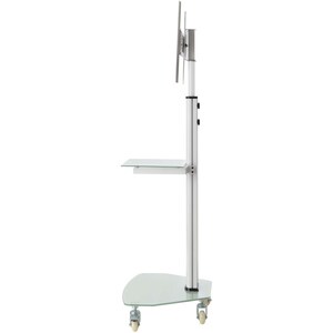 Tripp Lite by Eaton Premier Rolling TV Cart for 37" to 70" Displays, Frosted Glass Base and Shelf, Locking Casters, White 