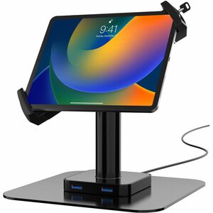 CTA Digital Security Desk Mount with USB Ports and Cable Routing for 7.9-12.5 Tablets (Black) - 7.90" to 12.90" Screen Sup