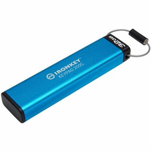 IronKey Keypad 200 32 GB USB 3.2 (Gen 1) Type C Flash Drive - Blue - XTS-AES, 256-bit AES - 145 MB/s Read Speed - 115 MB/s