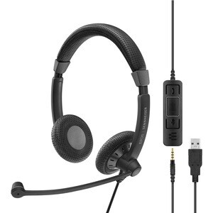 EPOS IMPACT SC 75 USB MS Wired On-ear Stereo Headset - Black - Binaural - Noise Cancelling, Uni-directional, Condenser, El