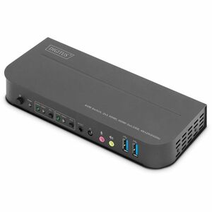 Digitus KVM Switchbox - 2 Computer(s) - 4K - 4096 x 2160 - 6 x USB - USB 2.0 - 3 x HDMI - Wall Mountable