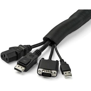 StarTech.com Cable Protection - Black - 1 Each Pack - Cable Sleeve - 4.6 m Length - Nylon, Polyester