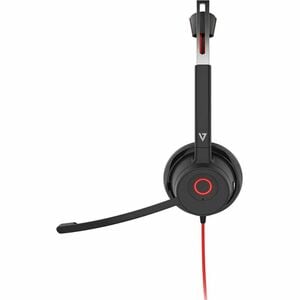 V7 Premium HU621 Wired Over-the-head, On-ear Stereo Headset - Black, Red - V7 HU621 Premium USB Headset with ANC - Stereo 