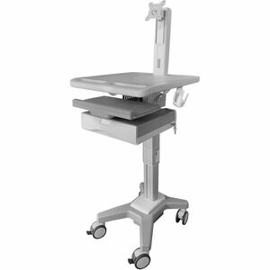 Amer Mounts Light Pedestal Medical Cart with Display Mount (Max Load 34.17 lbs) - 34.17 lb (15.50 kg) Load Capacity - 4 Ca